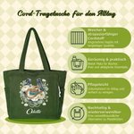 Personalisierter Cord-Shopper mit Hufeisen-Motiv | mit Geburtsblumen- und Geburtsstein-Motiv | mit Namen | Vintage-Cowgirl-Stil | Geschenk für Frauen