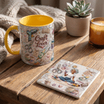 Personalised DIY Craft Lover Cartoon Character 11 oz 15 oz Ceramic Mug with Name and Coaster Daily Use Birthday Gift for Craft Lover Girl Friend