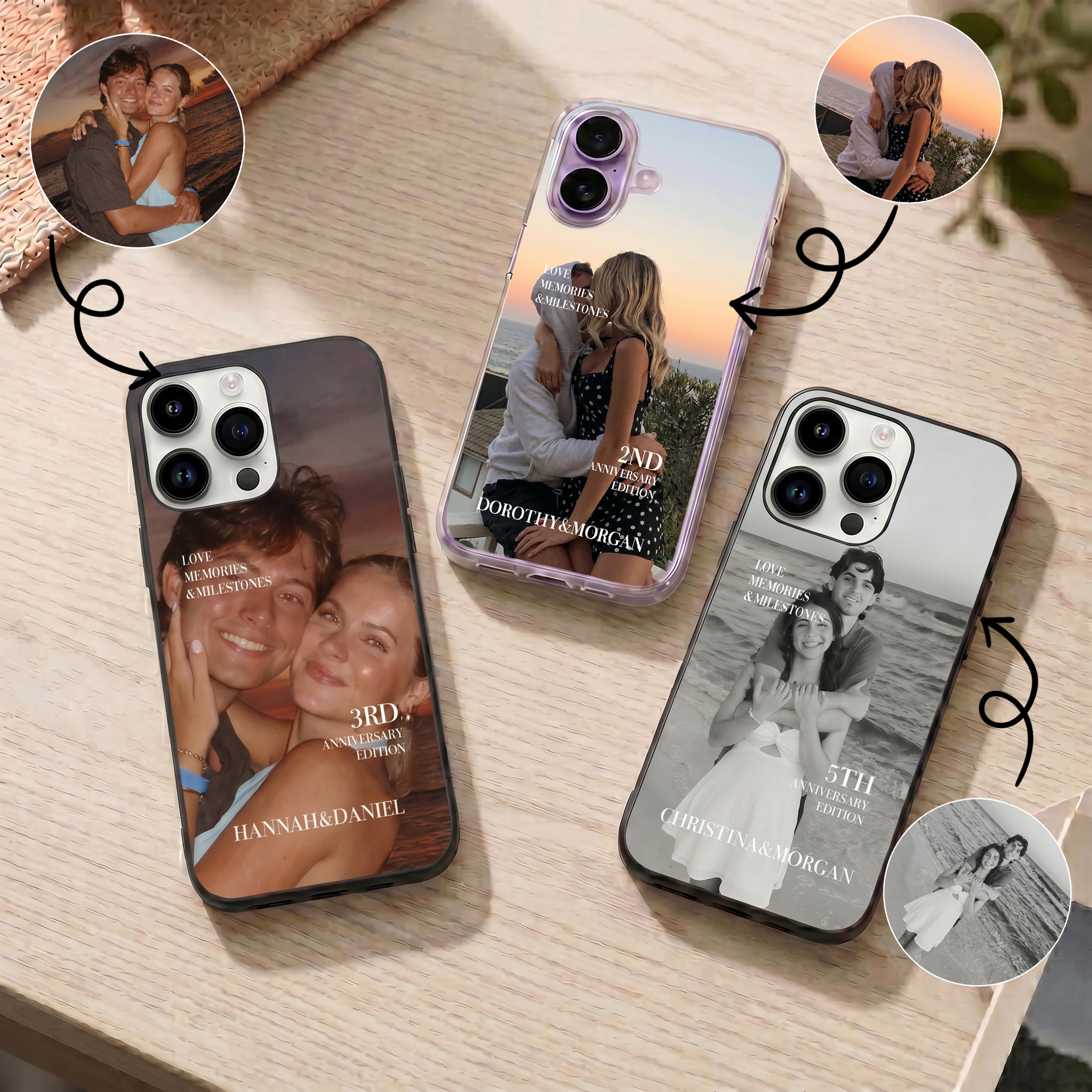 Personalisierte Handyhülle mit Liebeserinnerungen für das iPhone – mit Namen und Jahreszahl – für den täglichen Gebrauch – Geschenk zum Geburtstag oder Jahrestag für Paare