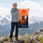 Personalised Hiker Silhouette Portable Sports Towel with Lanyard with Name Hiking Club Birthday Gift for Hikers