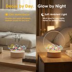 Personalised Angel Cat Floral Butterfly Acrylic Night Light with 1-4 Names and Wooden Base Bedroom Decor Daily Use Birthday Gift for Cat Lovers