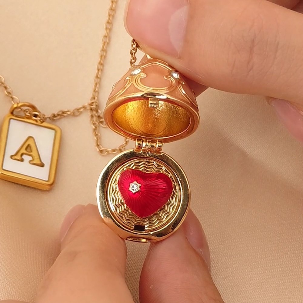 Personalised Openable Surprise Egg Design Necklace with Initial Charm Dainty Jewellery Birthday Anniversary Gift for Her 5