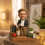 Personalized Teach Love Inspire Book Pencil Photo Wooden Figurine with Text Back to School Teacher's Day Gift for Teacher