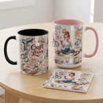Personalised DIY Craft Lover Cartoon Character 11 oz 15 oz Ceramic Mug with Name and Coaster Daily Use Birthday Gift for Craft Lover Girl Friend