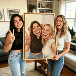 Personalized Exaggerated Caricature Style Photo Canvas Prints Living Room Decor Ship from USA Housewarming Gift for Couples Friends Parent