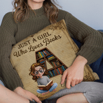 Personalised Cartoon Reading Character Soft Cushion Cover with Initial and Name Home Decor Birthday Gift for Bookworms Readers