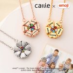 Collar magnético de emoji personalizado con piedra de nacimiento y nombres regalo de Día de la Madre para mamá y abuela | Callie × emoji ™