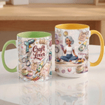 Personalised DIY Craft Lover Cartoon Character 11 oz 15 oz Ceramic Mug with Name and Coaster Daily Use Birthday Gift for Craft Lover Girl Friend
