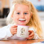 Personalised Cute Floral Dog Animal 12 oz Enamel Mug with Name Daily Use Birthday Gift for Boys Girls