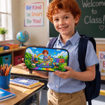 Personalized Cartoon Photo Castle Pencil Case with Name School Supply Back to School Gift for Boys Girls