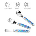 Personalized Cartoon Character Kid Photo Safe Stainless Steel Fork Spoon Knife Cutlery Set with Name 3 Pcs Back to School  Birthday Gift for Kids