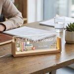 Personalised Book Flower  Acrylic LED Nameplate Night Light with Title Surname and Wooden Base Desk Decor Teacher's Day Appreciation Gift for Teacher