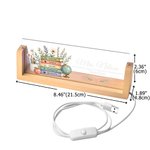 Personalised Book Flower  Acrylic LED Nameplate Night Light with Title Surname and Wooden Base Desk Decor Teacher's Day Appreciation Gift for Teacher