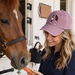 Cappello da baseball personalizzato con nome, personaggio animato a cavallo - Regalo di compleanno per amici appassionati di cavalli