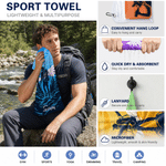 Personalised Hiker Silhouette Portable Sports Towel with Lanyard with Name Hiking Club Birthday Gift for Hikers