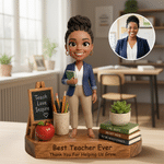 Personalized Teach Love Inspire Book Pencil Photo Wooden Figurine with Text Back to School Teacher's Day Gift for Teacher