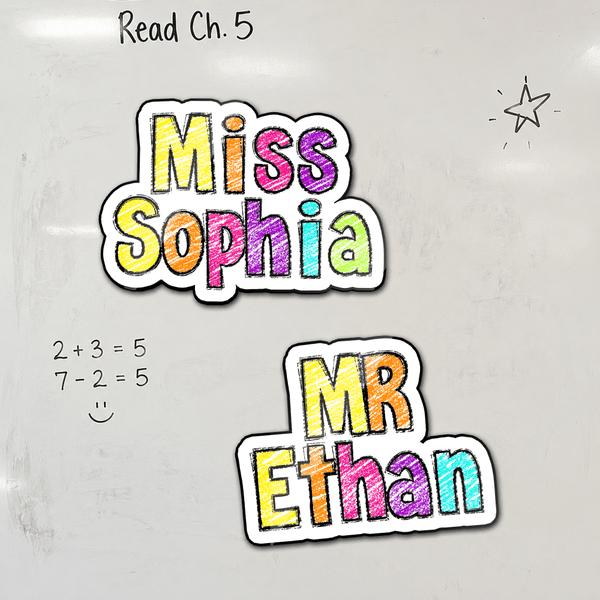 Personalized Multicolor Teacher Name Whiteboard Magnet School Classroom Supplies Back to School Gift for Teachers