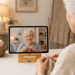Personlig tegneseriefigur – rektangulær, bølget telefonholder i tre med navn – skrivebordsdekorasjon til daglig bruk – bursdagsgave til strikke- og syentusiaster