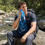 Personalised Hiker Silhouette Portable Sports Towel with Lanyard with Name Hiking Club Birthday Gift for Hikers