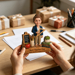 Personalized Teach Love Inspire Book Pencil Photo Wooden Figurine with Text Back to School Teacher's Day Gift for Teacher