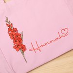 Personalized Birth Flower Multicolor Canvas Tote Bag Handbag with Name Daily Use Wedding Birthday Gift for Women Girls