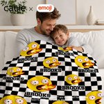 Personalized Playful emoji Checkerboard Soft Throw Blanket with Name Daily Use Birthday Christmas Gift for Family Girls Kids | Callie × emoji ™