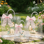 Personalized Cute Floral Dog Animal Clear Gift Bag with Name Daily Use Birthday Gift for Kids