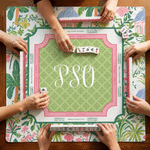 Personalised Preppy Pink & Green Floral Tropical Palm Tree Mahjong Mat with Storage Bag Game Night Mahjong Club Gift for Mahjong Lovers