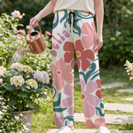 Personalized Retro Boho Flower Soft Pajama Pants Shorts with Name Birthday Gift for Women