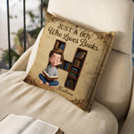 Personalised Cartoon Reading Character Soft Cushion Cover with Initial and Name Home Decor Birthday Gift for Bookworms Readers