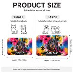 Personalized Graffiti Oil Painting Style Crown Pet Photo Pet Feeding Mat with Name Home Decor Pet Supplies Birthday Gift for Pet Owners Lovers