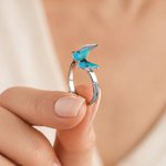 Personalised Double Birth Butterfly Open Sterling Silver Ring with Name Dainty Jewellery Anniversary Birthday Gift for Mother Girlfriend Best Friend