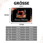 Personalisierte Fußmatte mit Nähmaschine-Motiv | mit Blumenmotiv und Wunschtext | rutschfest | Zimmer Deko | Geschenk für Schneiderinnen und Nähfans