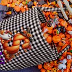 Personalised Cute Cartoon Ghost Pumpkin Checkered Sweets Bucket with Initial and Name Halloween Party Gift for Children