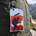 Personalised Hiker Silhouette Portable Sports Towel with Lanyard with Name Hiking Club Birthday Gift for Hikers