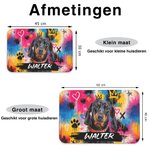 Gepersonaliseerde voerbakmat in graffiti-olieverfstijl met huisdierfoto kroon en naam woondecoratie en verjaardagscadeau voor huisdierbezitters