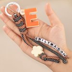 Personalized Star Flower Acrylic Initial Charm Bead Paracord Braided Keychain Back to School Birthday Gift for Kids