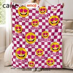 Personalized Playful emoji Checkerboard Soft Throw Blanket with Name Daily Use Birthday Christmas Gift for Family Girls Kids | Callie × emoji ™