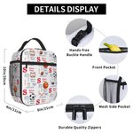 Personalized Sports Theme Word Cloud Insulated Lunch Bag with Name and Initial Back to School Birthday Gift for Boys Kids Sports Fans