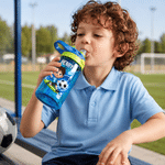Personalised Cartoon Football Kid Character 16 oz Kid Water Bottle with Name Number and Silicone Straw Outdoor Activities Birthday Gift for Boys Girls