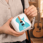 Personalised Multicolour Guitar Pattern PU Leather Guitar Pick Storage Box with Name and Zipper Music Accessories Birthday Gift for Guitarist