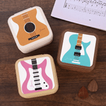 Personalised Multicolour Guitar Pattern PU Leather Guitar Pick Storage Box with Name and Zipper Music Accessories Birthday Gift for Guitarist