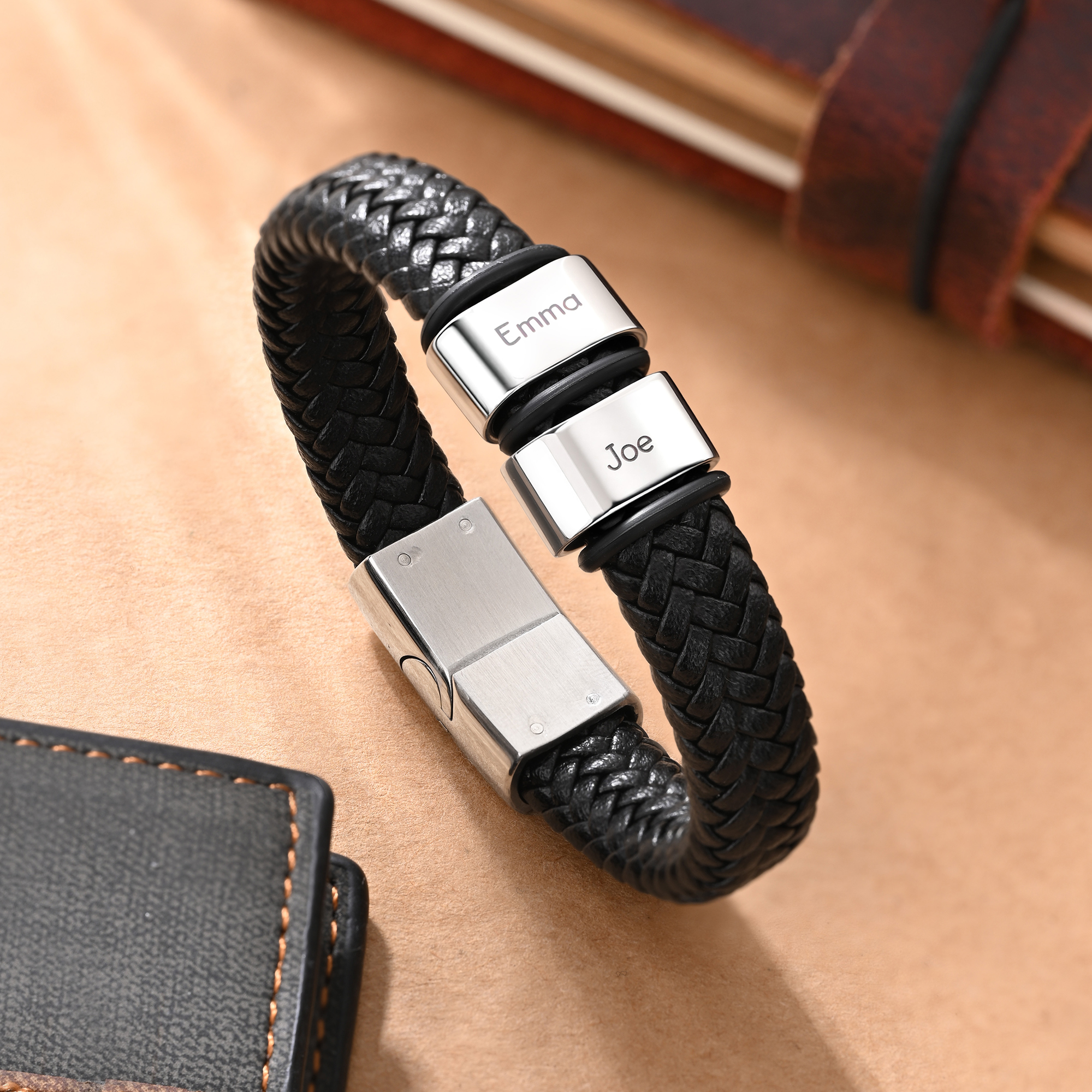 Personalised Beads Braid Name Leather Bracelets 1 10 Beads