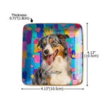 Personalised Graffiti Colourful Oil Painting Style Pet Photo Square Ceramic Trinket Jewellery Dish with Name Daily Use Birthday Gift for Pet Owner Lover