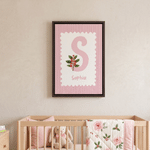 Personalised Birth Flower Striped Canvas Prints with Name Warm Nursery Decor Ship from USA Baby Shower Birthday Gift for New Dad Mum