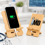 Support de téléphone en bois personnalisé « Docteur / Infirmière » avec illustration de bande dessinée et prénom – Cadeau de remerciement pour la Semaine des infirmières, destiné aux médecins, infirmi