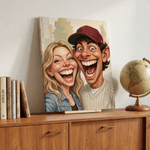 Personalized Exaggerated Caricature Style Photo Canvas Prints Living Room Decor Ship from USA Housewarming Gift for Couples Friends Parent
