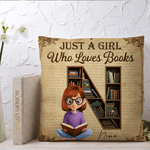 Personalised Cartoon Reading Character Soft Cushion Cover with Initial and Name Home Decor Birthday Gift for Bookworms Readers
