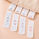 Henkilökohtaiset vesiväriset horoskooppimerkit, 100 % puuvillaa, 50 kpl ompelumerkkejä nimellä, vaatteisiin, käsintehty tuote, syntymäpäivälahja neulomisen ja DIY-käsityön harrastajille