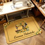 Personalisierte Fußmatte mit Nähmaschine-Motiv | mit Blumenmotiv und Wunschtext | rutschfest | Zimmer Deko | Geschenk für Schneiderinnen und Nähfans